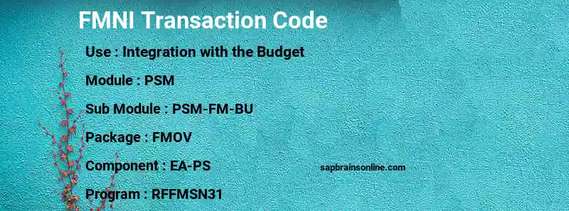 SAP FMNI transaction code