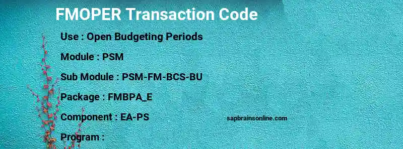 SAP FMOPER transaction code