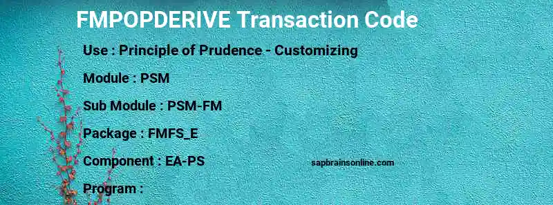 SAP FMPOPDERIVE transaction code