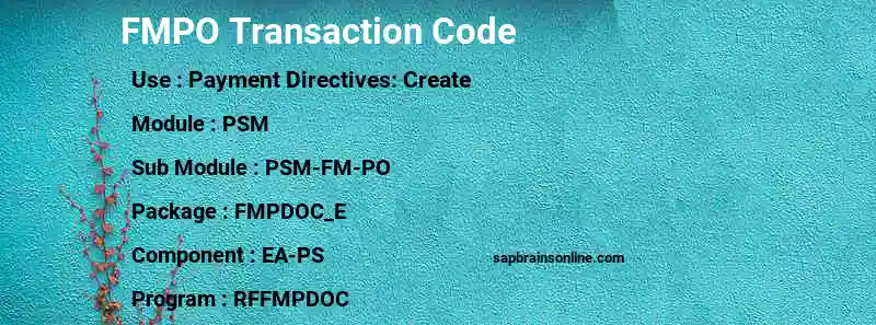 SAP FMPO transaction code