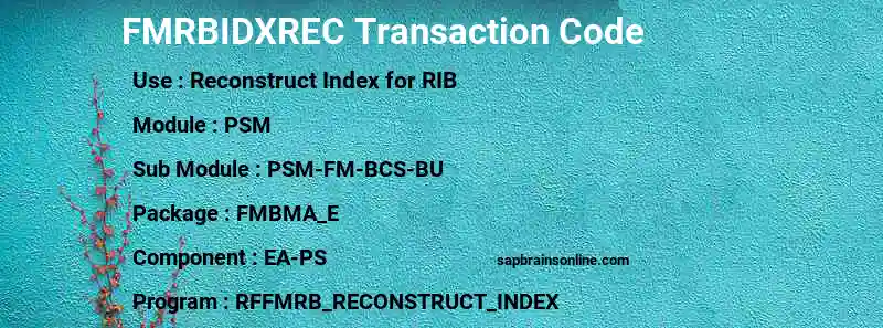 SAP FMRBIDXREC transaction code