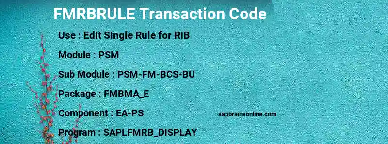SAP FMRBRULE transaction code