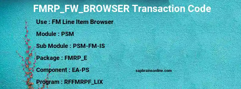 SAP FMRP_FW_BROWSER transaction code