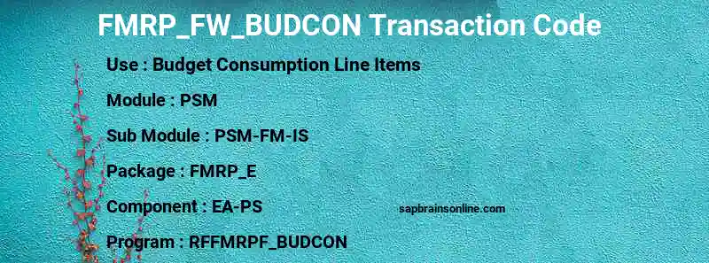 SAP FMRP_FW_BUDCON transaction code