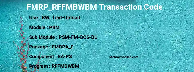 SAP FMRP_RFFMBWBM transaction code