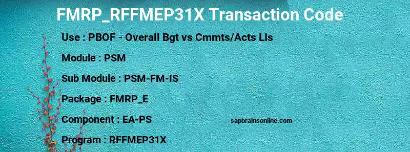 SAP FMRP_RFFMEP31X transaction code