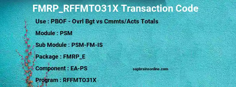 SAP FMRP_RFFMTO31X transaction code