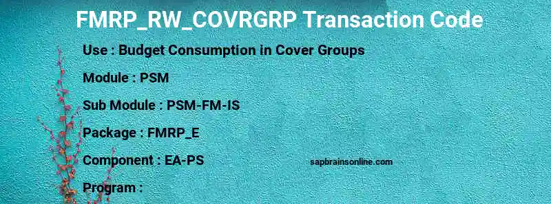 SAP FMRP_RW_COVRGRP transaction code