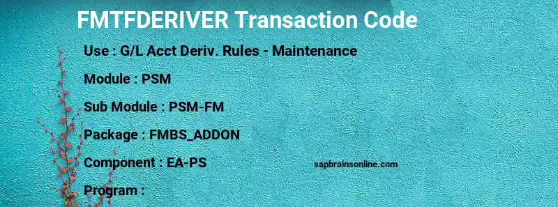 SAP FMTFDERIVER transaction code