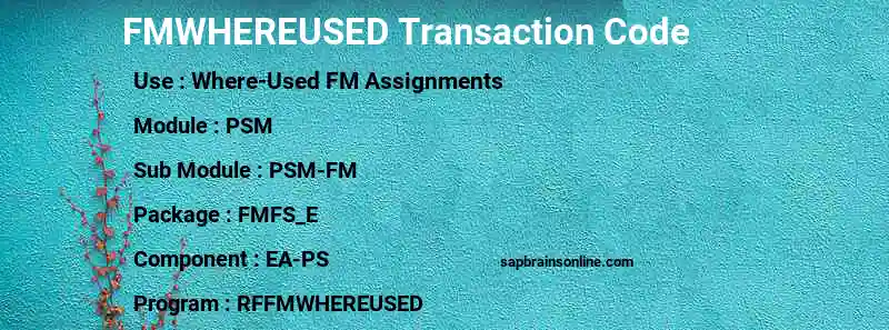 SAP FMWHEREUSED transaction code