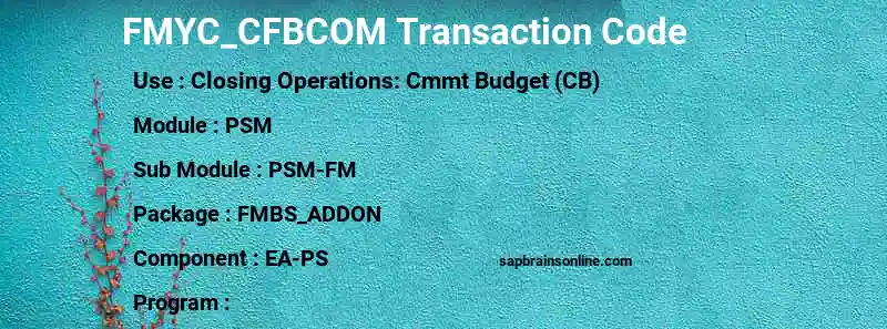 SAP FMYC_CFBCOM transaction code