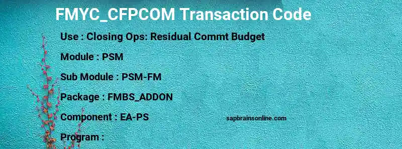 SAP FMYC_CFPCOM transaction code