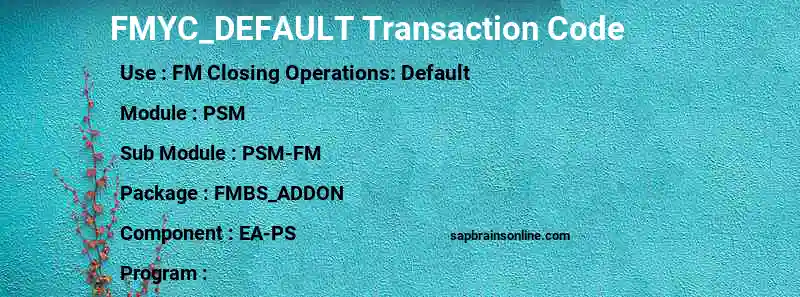 SAP FMYC_DEFAULT transaction code