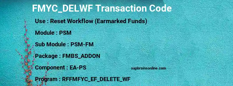 SAP FMYC_DELWF transaction code