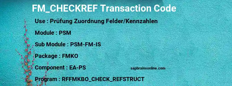 SAP FM_CHECKREF transaction code