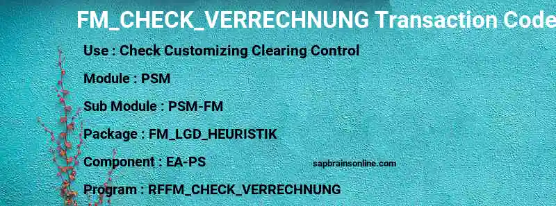 SAP FM_CHECK_VERRECHNUNG transaction code