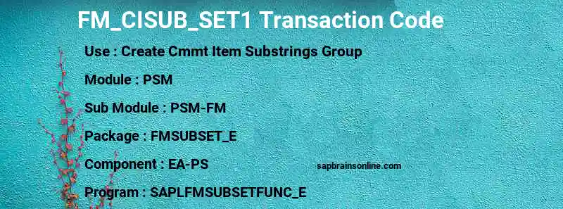 SAP FM_CISUB_SET1 transaction code