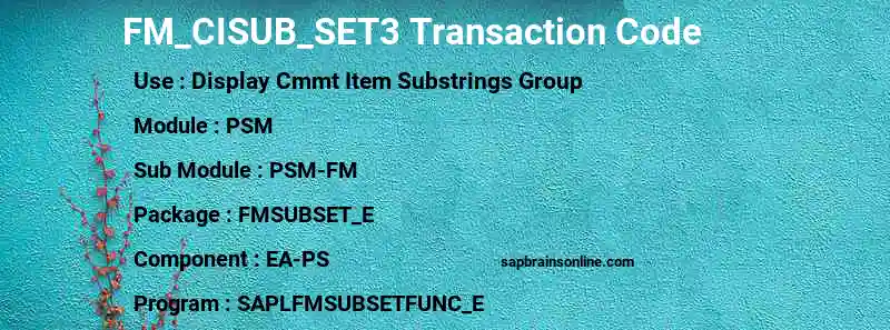SAP FM_CISUB_SET3 transaction code
