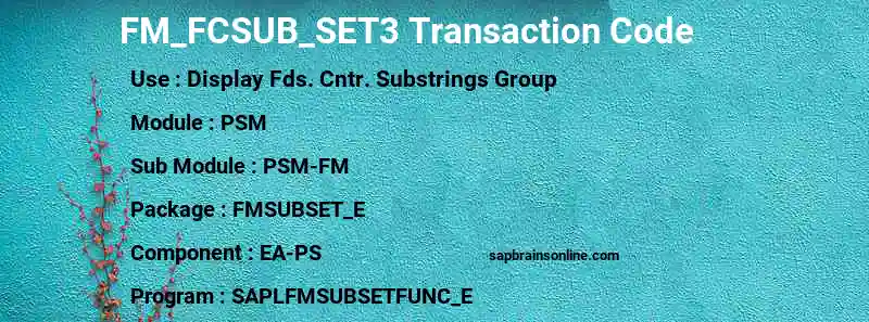 SAP FM_FCSUB_SET3 transaction code