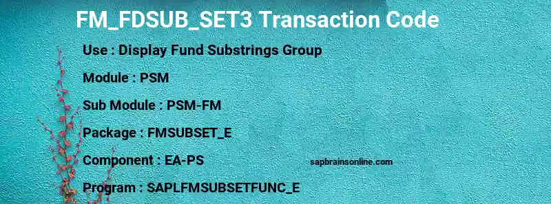 SAP FM_FDSUB_SET3 transaction code