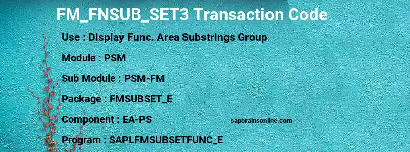 SAP FM_FNSUB_SET3 transaction code