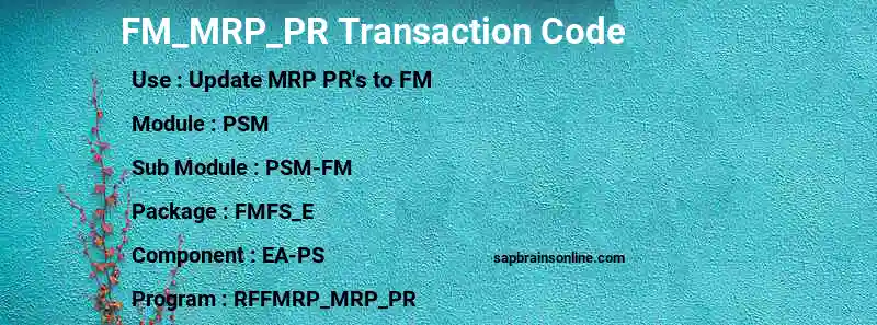 SAP FM_MRP_PR transaction code