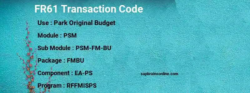 SAP FR61 transaction code