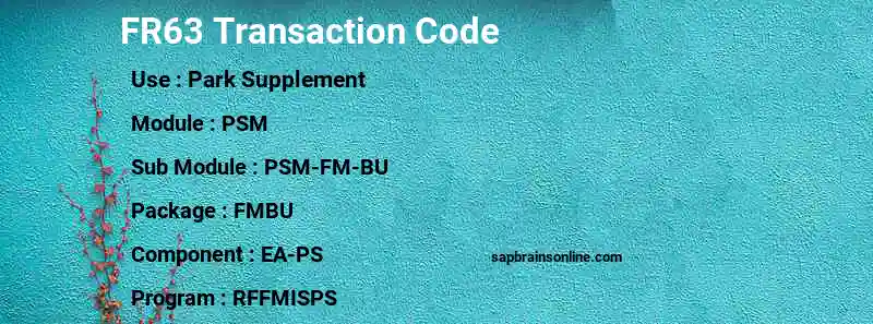 SAP FR63 transaction code