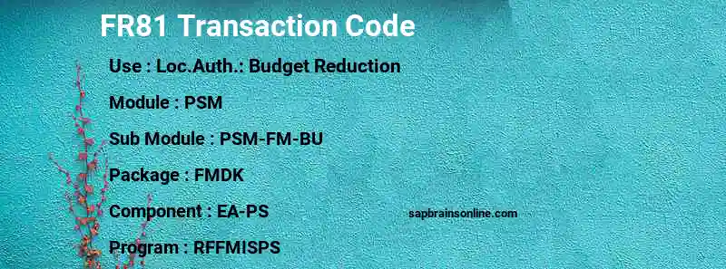 SAP FR81 transaction code