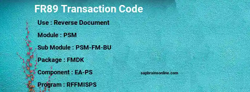 SAP FR89 transaction code