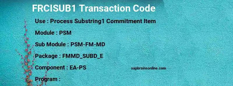 SAP FRCISUB1 transaction code