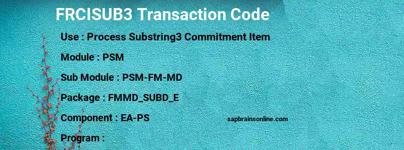 SAP FRCISUB3 transaction code