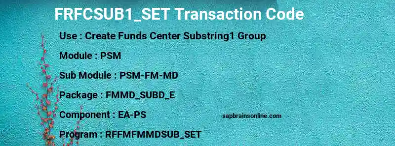 SAP FRFCSUB1_SET transaction code