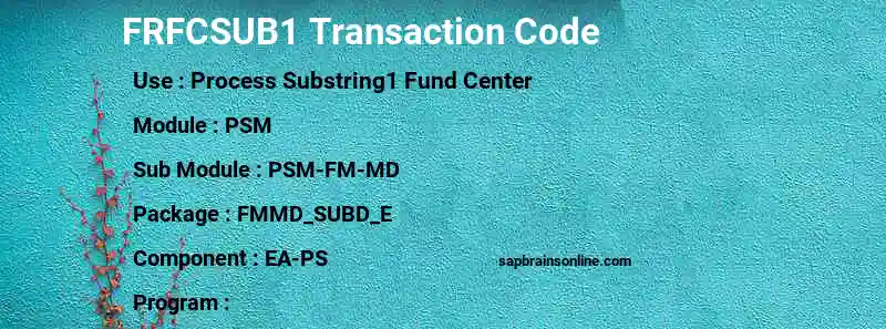 SAP FRFCSUB1 transaction code