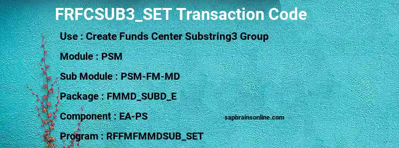 SAP FRFCSUB3_SET transaction code