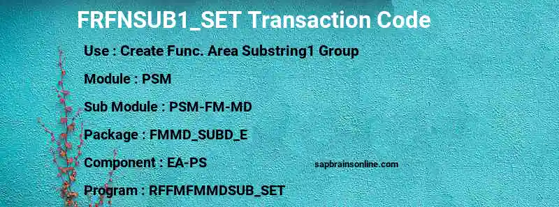 SAP FRFNSUB1_SET transaction code