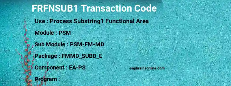 SAP FRFNSUB1 transaction code