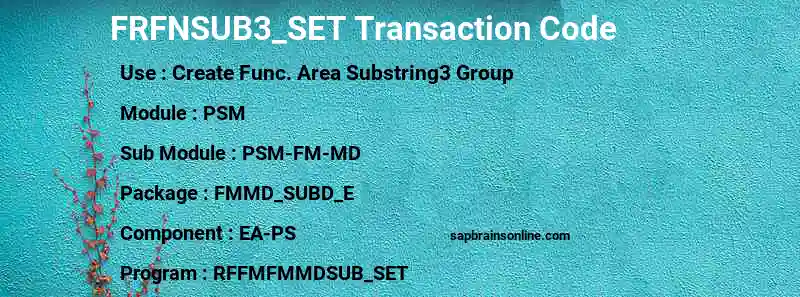 SAP FRFNSUB3_SET transaction code