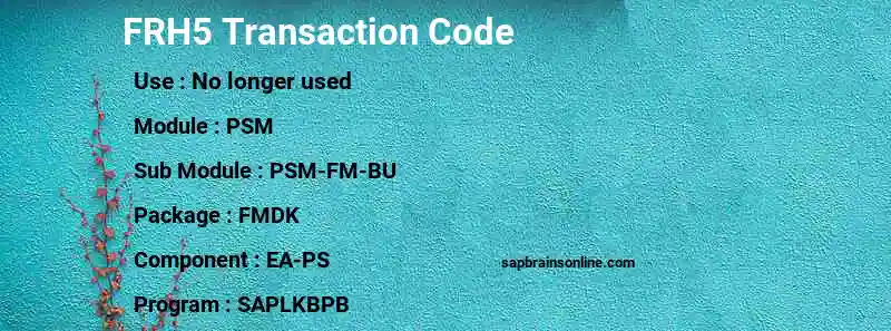 SAP FRH5 transaction code