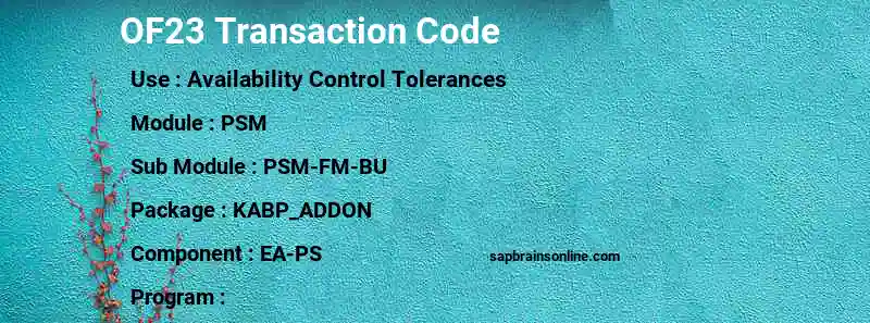 SAP OF23 transaction code