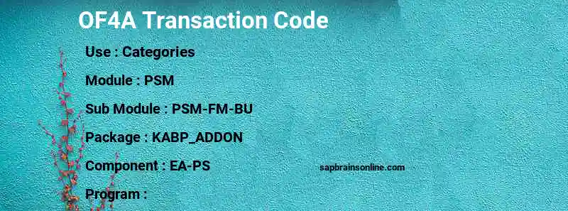 SAP OF4A transaction code