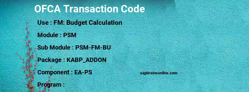 SAP OFCA transaction code