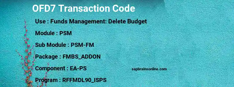 SAP OFD7 transaction code