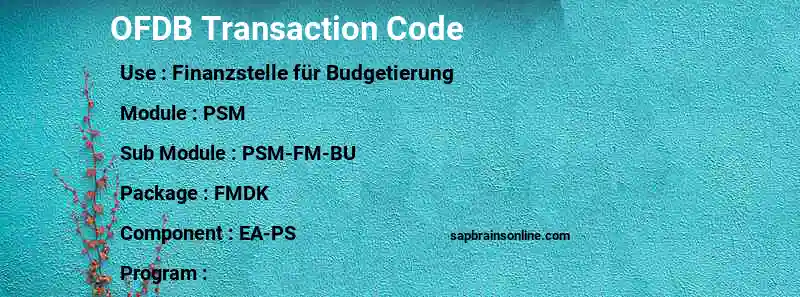 SAP OFDB transaction code