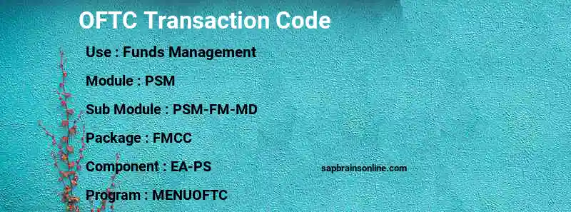 SAP OFTC transaction code