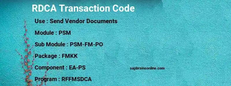 SAP RDCA transaction code
