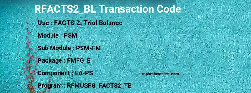 SAP RFACTS2_BL transaction code