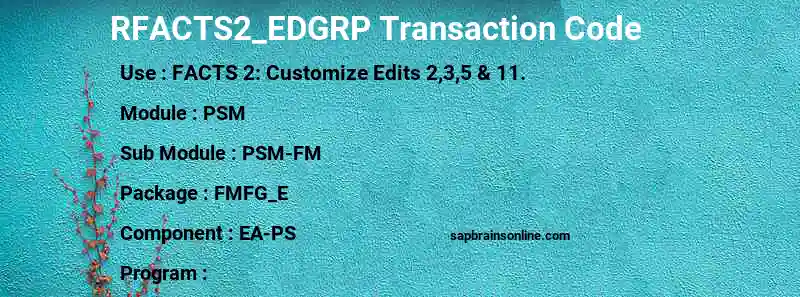 SAP RFACTS2_EDGRP transaction code