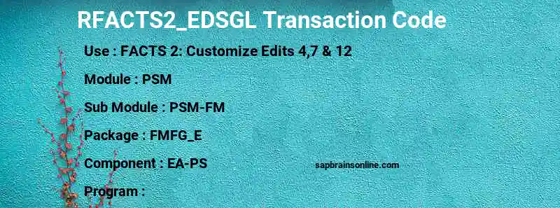 SAP RFACTS2_EDSGL transaction code