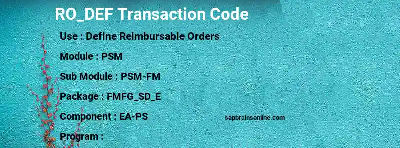 SAP RO_DEF transaction code